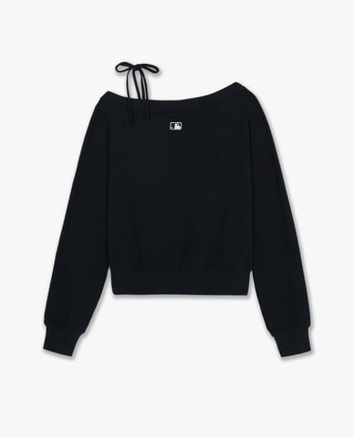  MLB - Áo sweatshirt nữ lệch vai phối dây Varsity Sporty 