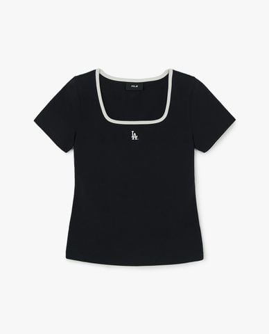  MLB - Áo thun nữ cổ vuông tay ngắn Basic 