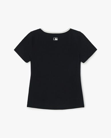  MLB - Áo thun nữ cổ vuông tay ngắn Basic 