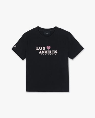  MLB - Áo thun nữ tay ngắn Leopard Heart Lettering 