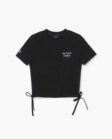  MLB - Áo croptop nữ tay ngắn phối dây rút Varsity 