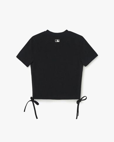  MLB - Áo croptop nữ tay ngắn phối dây rút Varsity 