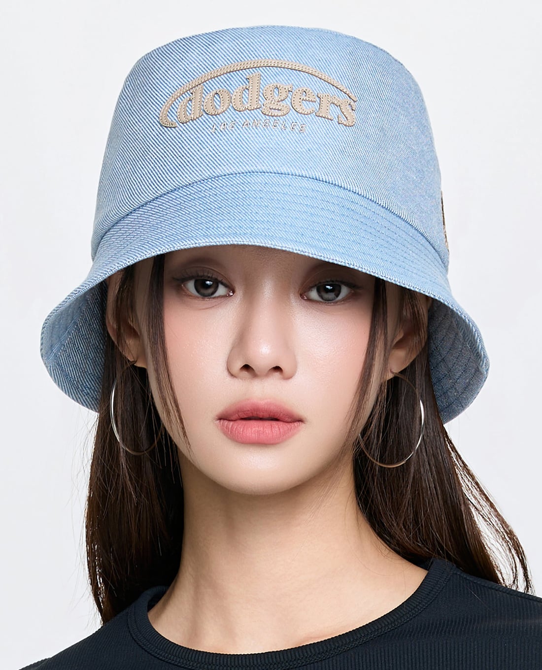 MLB - Nón bucket unisex Vintage Denim Curve Logo