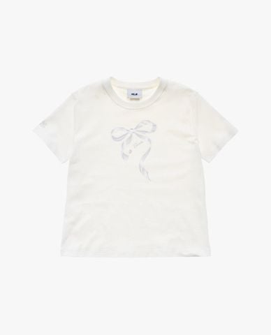  MLB - Áo croptop nữ cổ tròn tay ngắn in họa tiết 