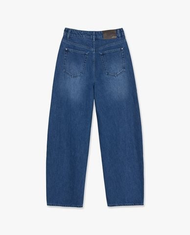  MLB - Quần jeans nữ ống rộng đính họa tiết 