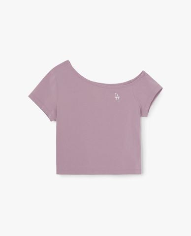  MLB - Áo trễ vai nữ tay ngắn phom croptop Basic 