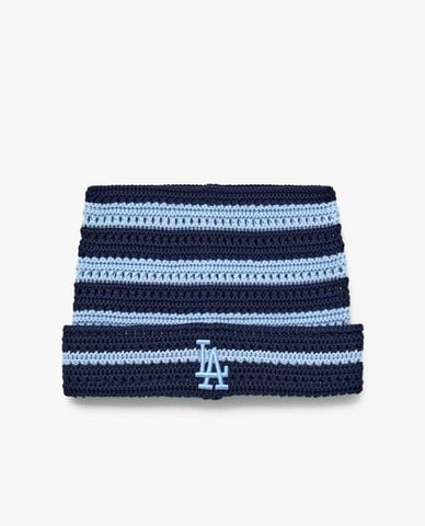  MLB - Nón len unisex tai mèo kẻ sọc Summer 