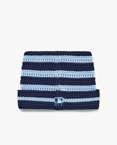  MLB - Nón len unisex tai mèo kẻ sọc Summer 