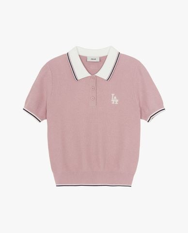  MLB - Áo polo nữ dệt kim tay ngắn Varsity Color Block 