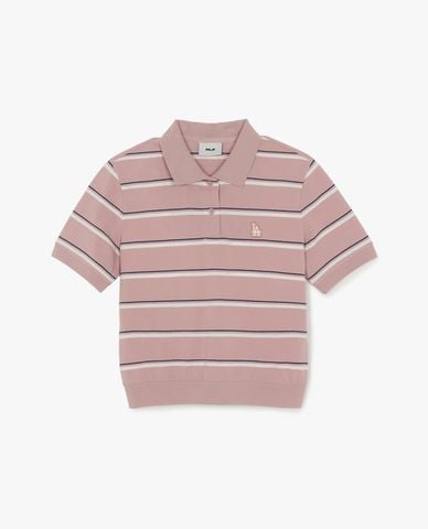  MLB - Áo polo nữ tay ngắn kẻ sọc Varsity 