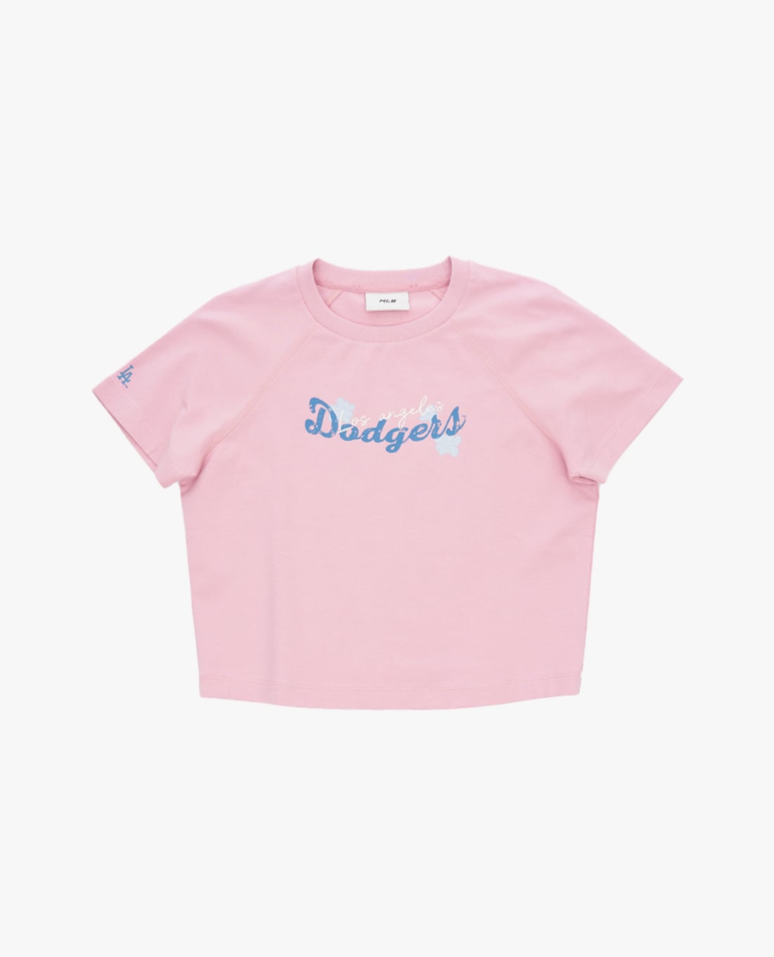 MLB - Áo croptop nữ cổ tròn tay ngắn in chữ