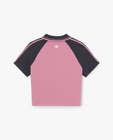  MLB - Áo croptop nữ cổ bẻ tay ngắn Varsity 