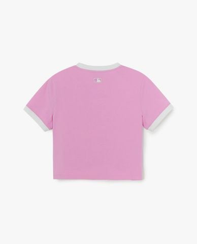  MLB - Áo croptop nữ cổ tròn tay ngắn Ringer Slim 