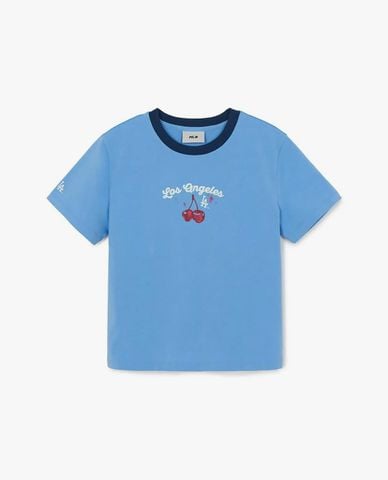  MLB - Áo croptop nữ cổ tròn tay ngắn Summer Fruits 