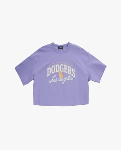  MLB - Áo croptop nữ cổ tròn tay ngắn Varsity 