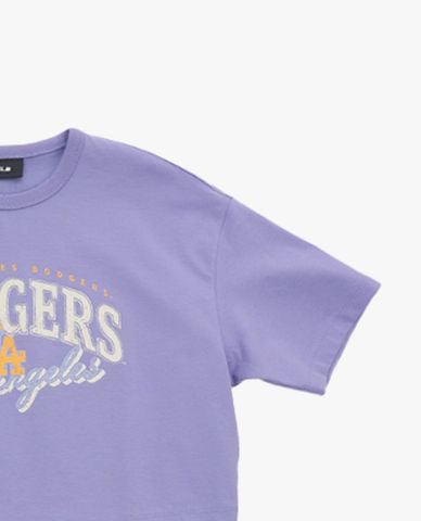  MLB - Áo croptop nữ cổ tròn tay ngắn Varsity 