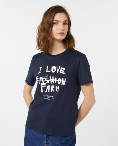  WEEKEND MAX MARA - Áo thun nữ cổ tròn tay ngắn Clown 