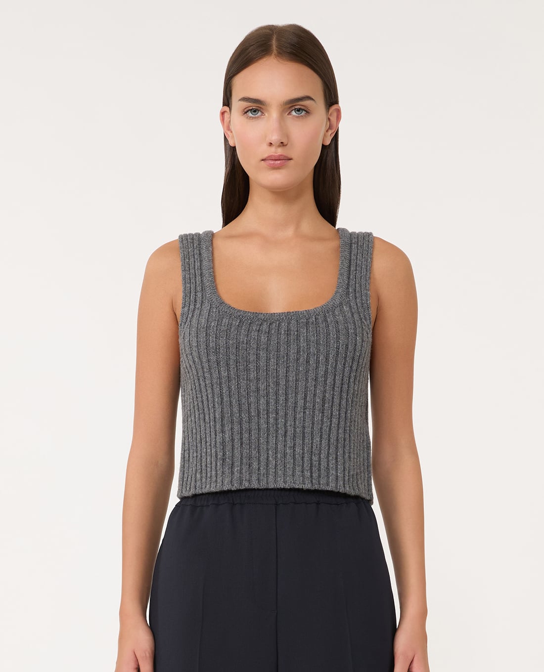 WEEKEND MAX MARA - Áo dệt kim nữ cổ U phom croptop Zurca