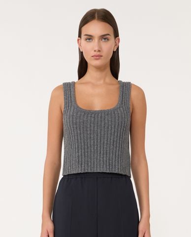  WEEKEND MAX MARA - Áo dệt kim nữ cổ U phom croptop Zurca 