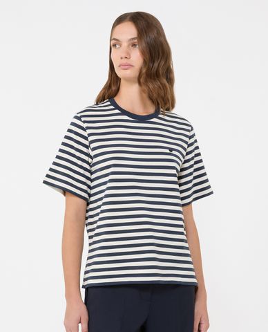  WEEKEND MAX MARA - Áo thun nữ cổ tròn tay ngắn kẻ sọc Wkdvenaco 