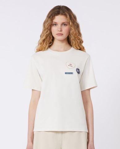  WEEKEND MAX MARA - Áo thun nữ cổ tròn tay ngắn in họa tiết Wkdwest 