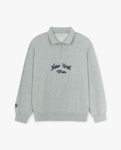  MLB - Áo sweatshirt unisex cổ bẻ tay dài Basic Lettering 