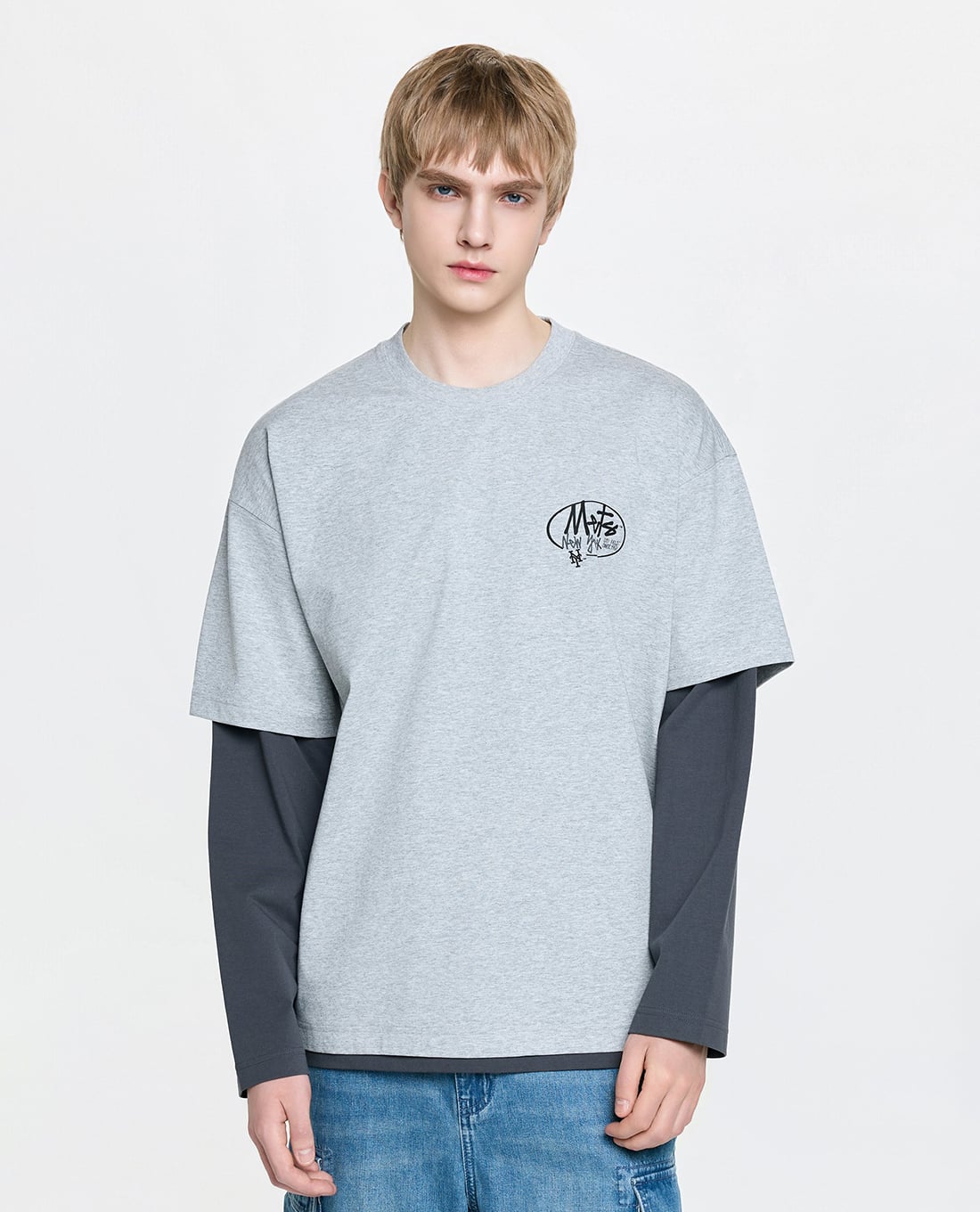 MLB - Áo thun unisex cổ tròn tay dài Basic Street Logo