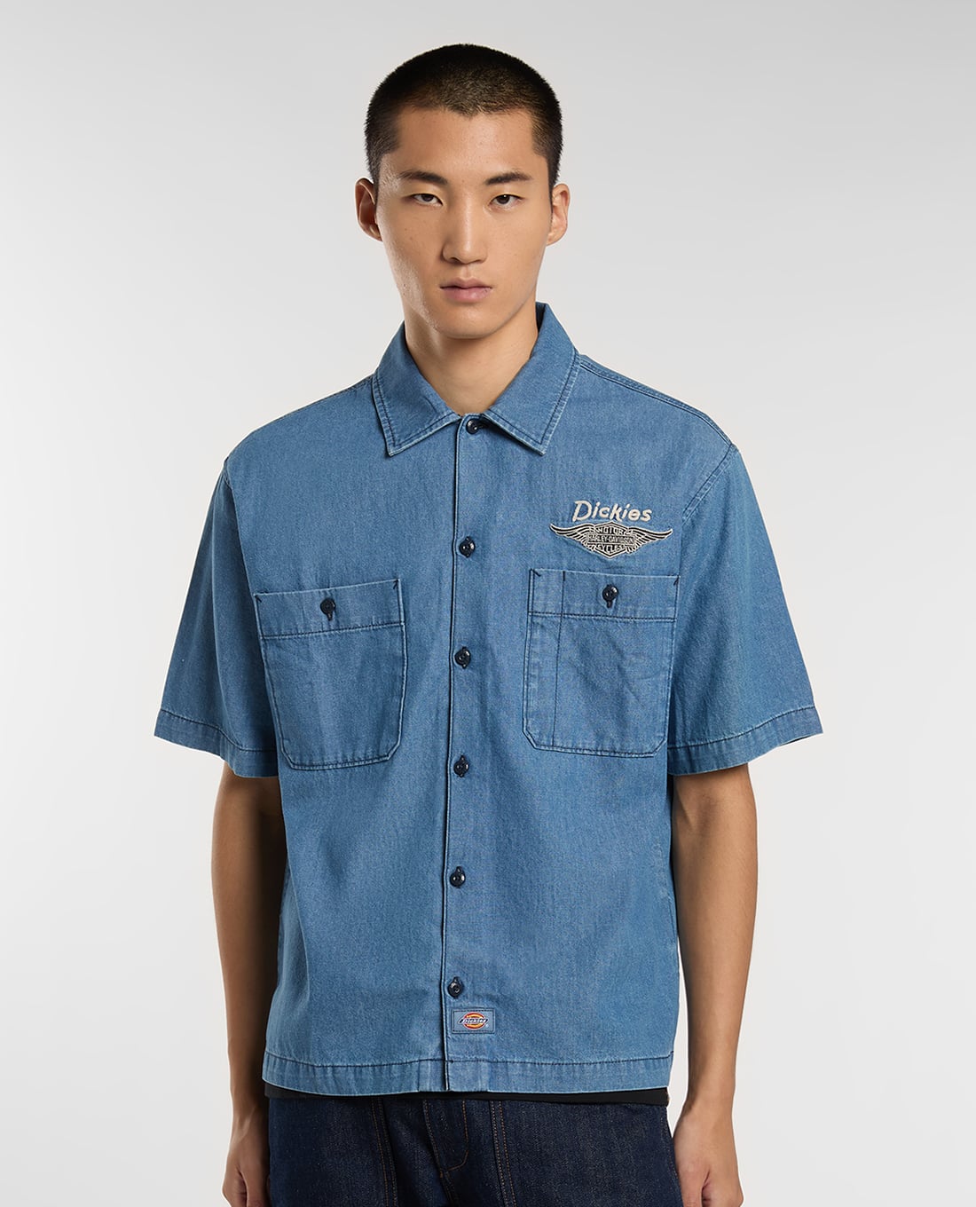 DICKIES - Áo sơ mi denim nam tay ngắn Dickies x Harley Davidson