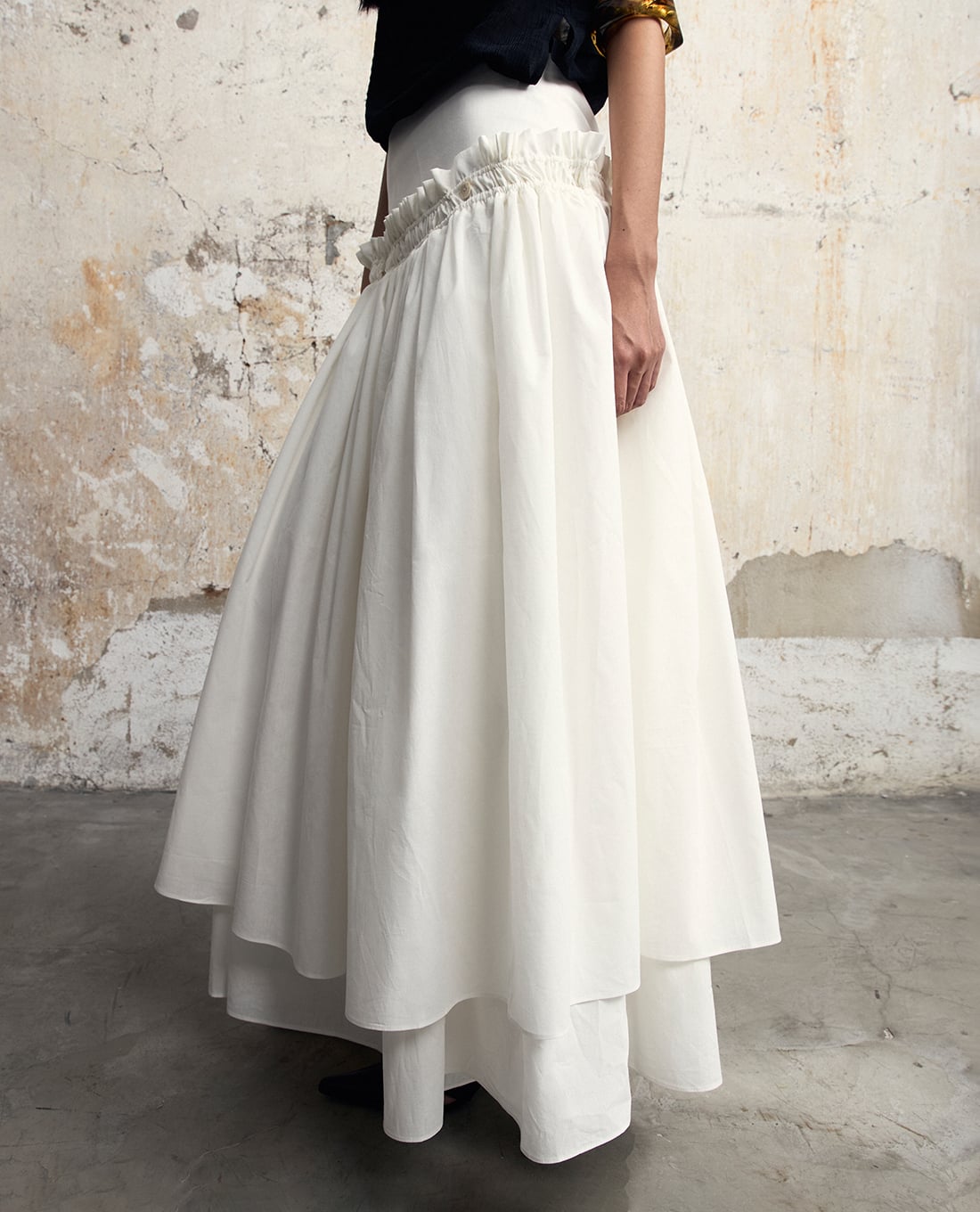 THOME - Chân váy xếp li maxi dáng xòe Kép