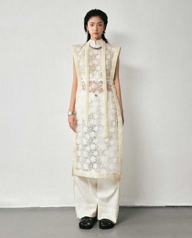  THOME - Áo dài nữ sát nách ren hoa 