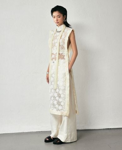  THOME - Áo dài nữ sát nách ren hoa 