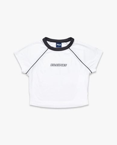  FILA - Áo croptop nữ cổ tròn tay ngắn Sports x Balletcore 