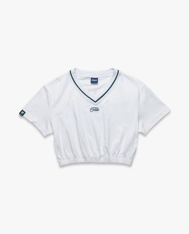  FILA - Áo croptop nữ cổ V tay ngắn Origin 