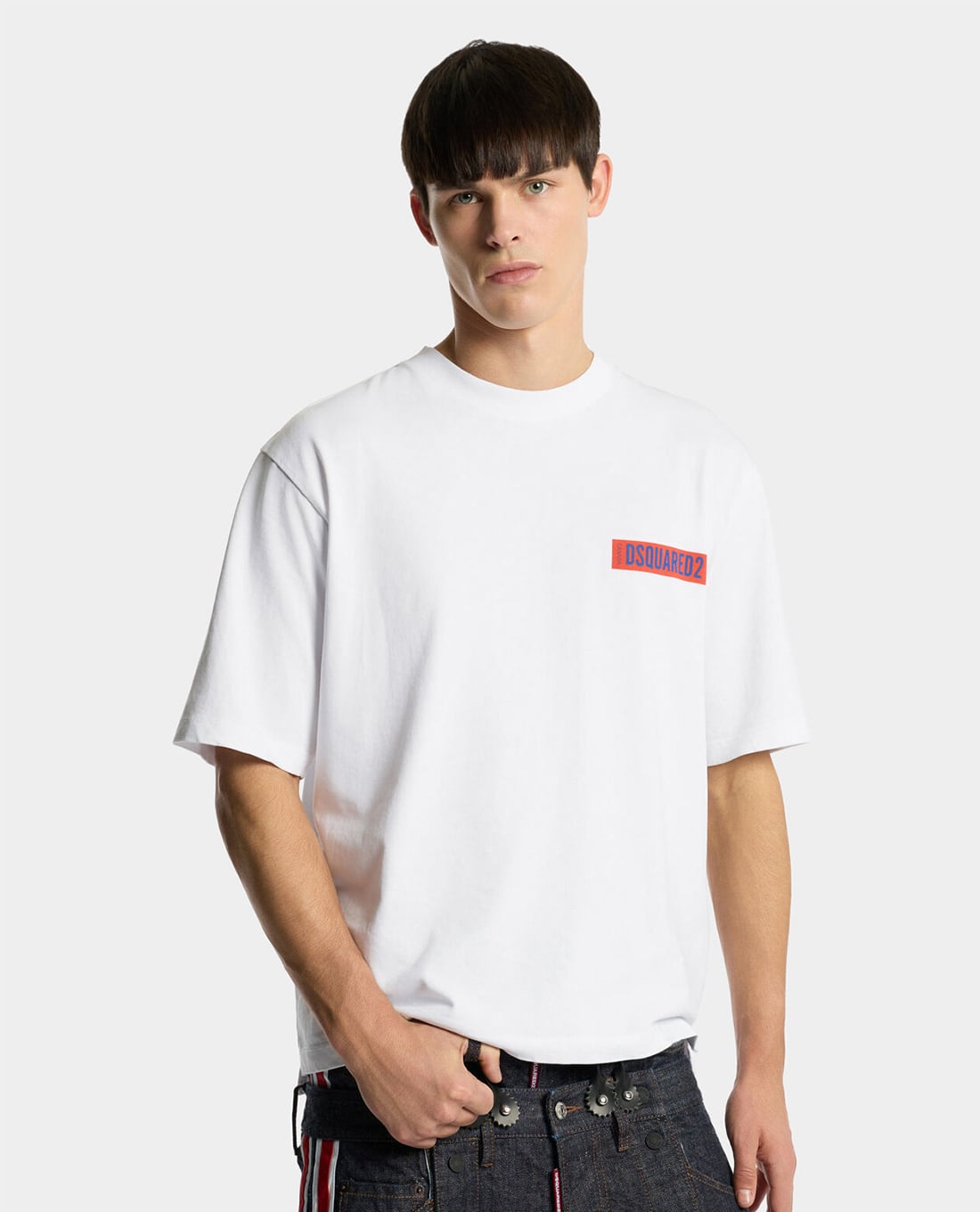 DSQUARED2 - Áo thun nam cổ tròn tay ngắn in họa tiết