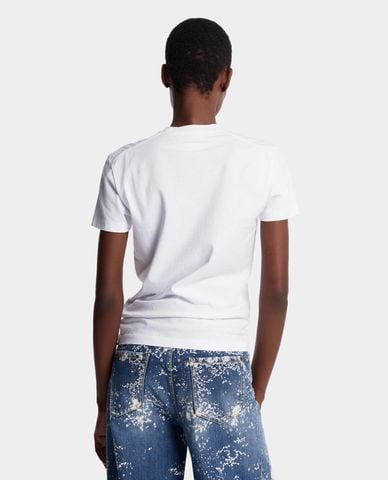  DSQUARED2 - Áo thun nữ cổ tròn tay ngắn in họa tiết 