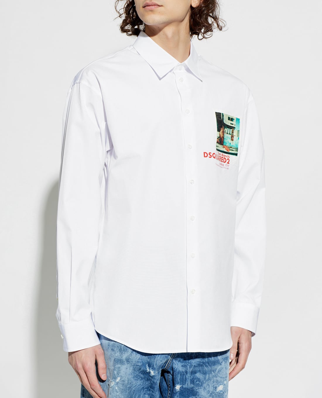 DSQUARED2 - Áo sơ mi nam cổ bẻ tay dài in họa tiết