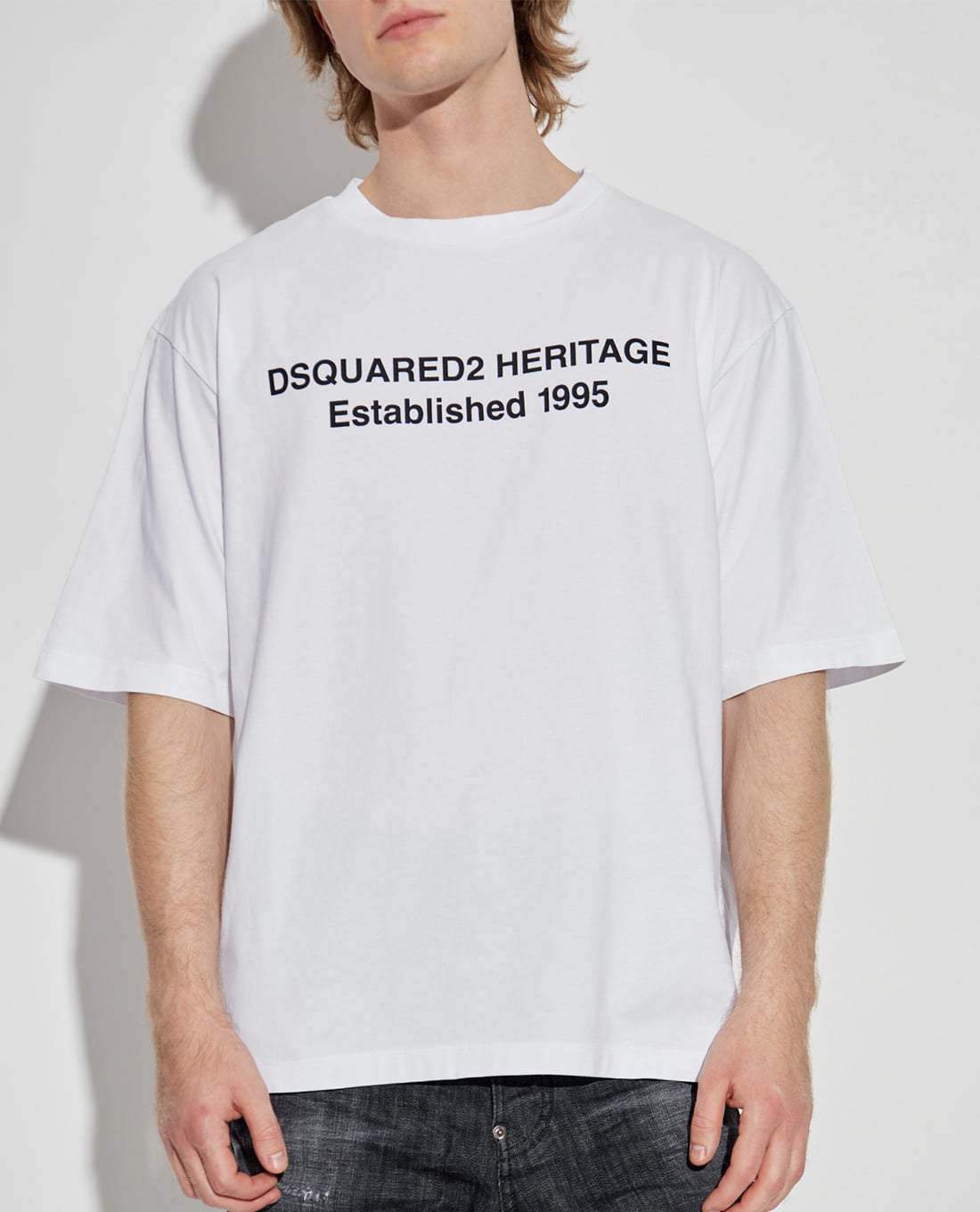 DSQUARED2 - Áo thun nam cổ tròn tay ngắn in họa tiết