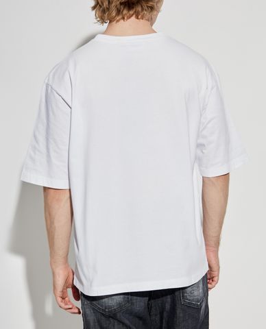  DSQUARED2 - Áo thun nam cổ tròn tay ngắn in họa tiết 