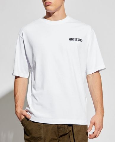  DSQUARED2 - Áo thun nam cổ tròn tay ngắn in logo 