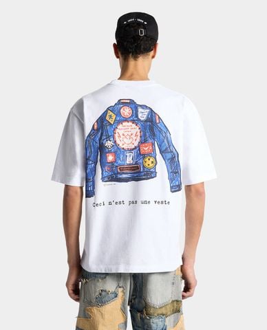  DSQUARED2 - Áo thun nam cổ tròn tay ngắn in họa tiết 