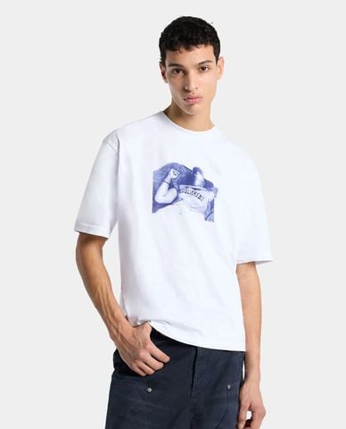  DSQUARED2 - Áo thun nam cổ tròn tay ngắn in hình 