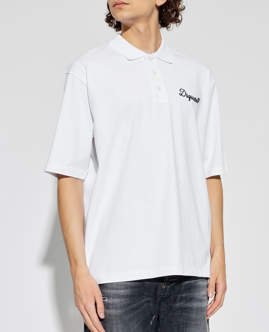 DSQUARED2 - Áo polo nam cổ bẻ tay ngắn thêu logo