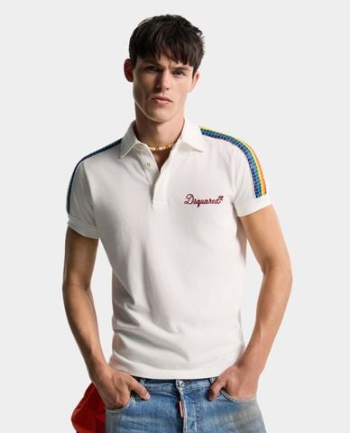  DSQUARED2 - Áo polo nam cổ bẻ tay ngắn thêu logo 