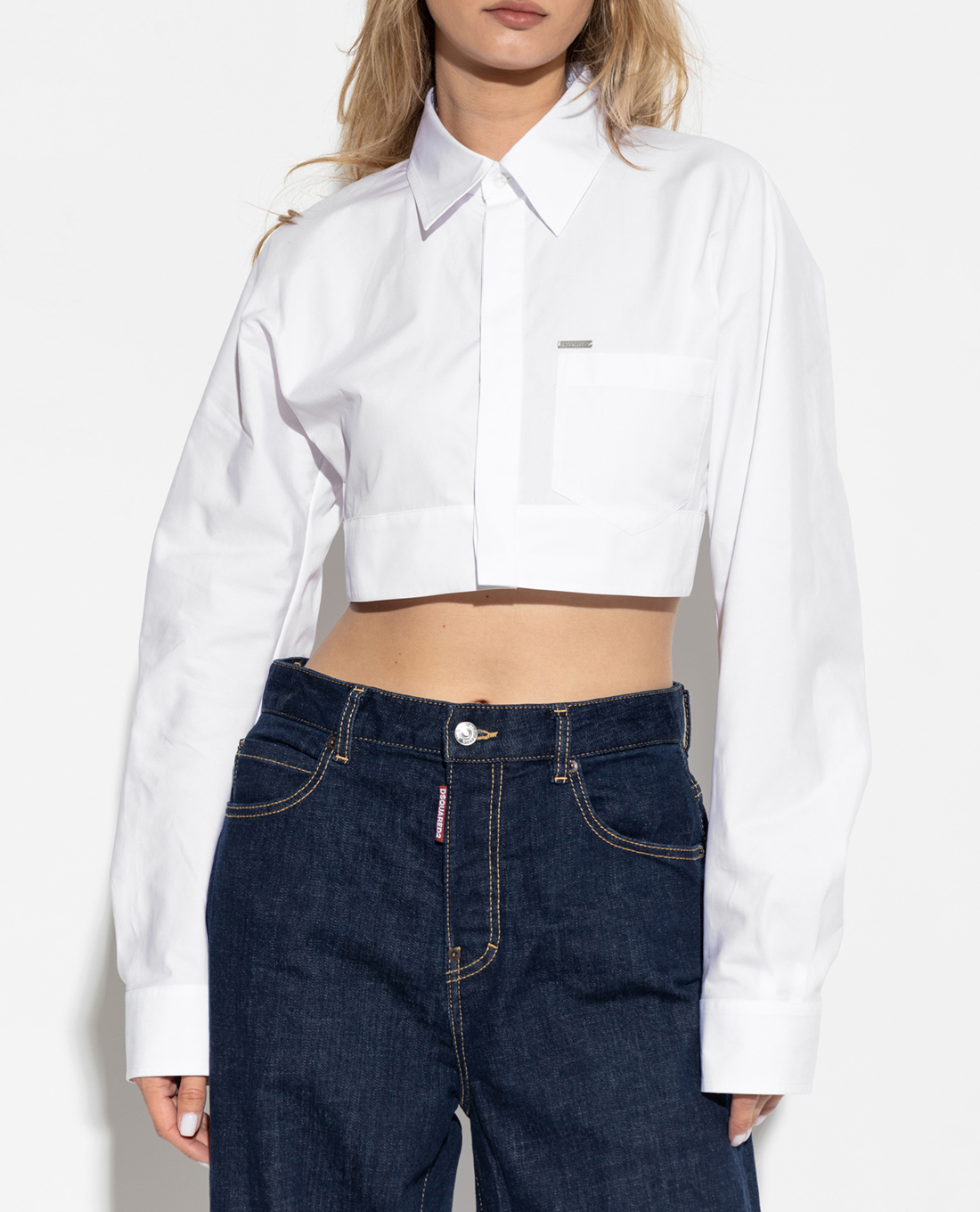 DSQUARED2 - Áo sơ mi nữ tay dài phom croptop