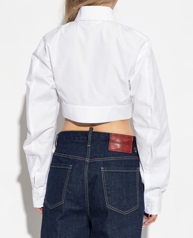  DSQUARED2 - Áo sơ mi nữ tay dài phom croptop 