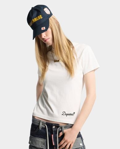  DSQUARED2 - Áo thun nữ cổ tròn tay ngắn thêu logo 