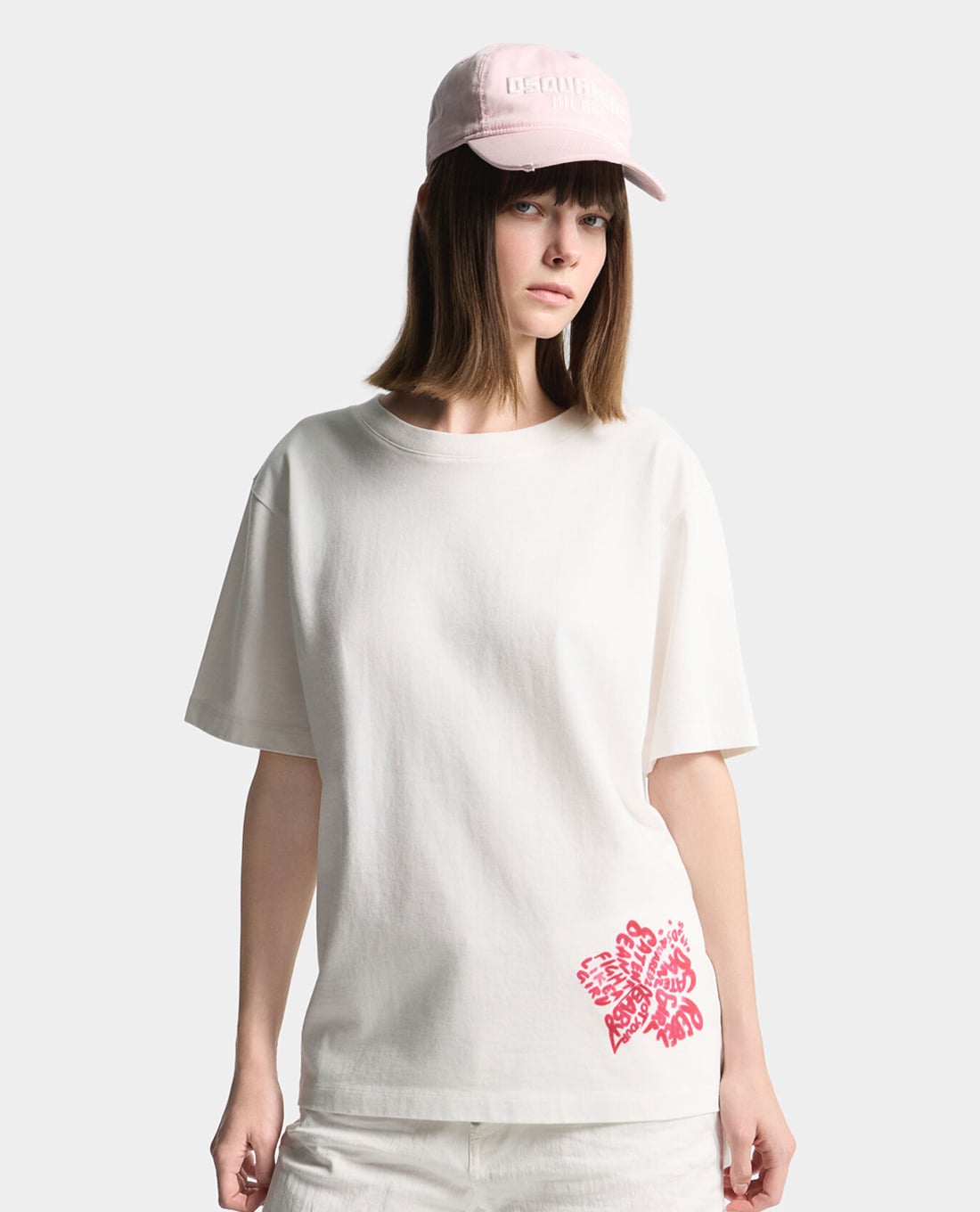 DSQUARED2 - Áo thun nữ cổ tròn tay ngắn in họa tiết