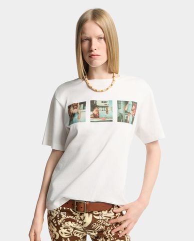  DSQUARED2 - Áo thun nữ cổ tròn tay ngắn in họa tiết 