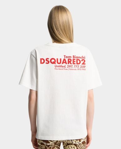  DSQUARED2 - Áo thun nữ cổ tròn tay ngắn in họa tiết 