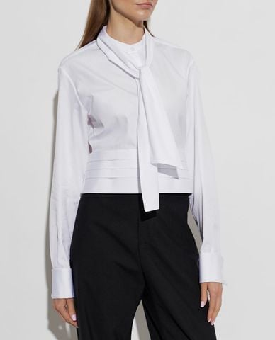  DSQUARED2 - Áo sơ mi nữ tay dài thắt nơ phối đai eo 